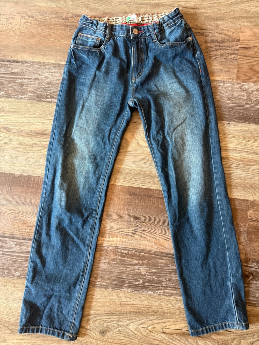 Mini Boden Blue Denim Jeans with Red Trim